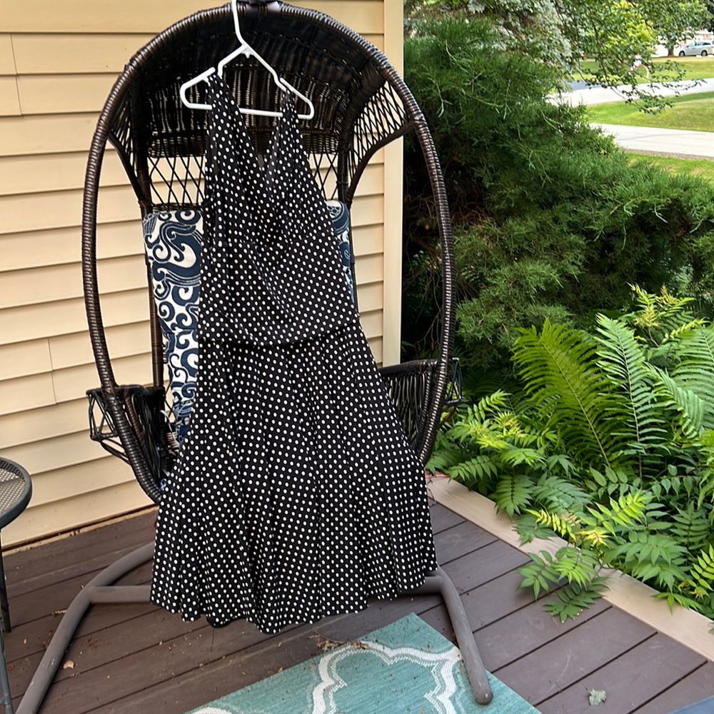 Black and white polka dot a-line dress size 14